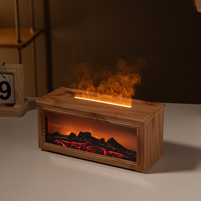 New Flame Aromatherapy Machine Colorful Essential Oil Diffuser Home Large Fog Volume Flame Humidifier 3D Flame Fireplace Machine